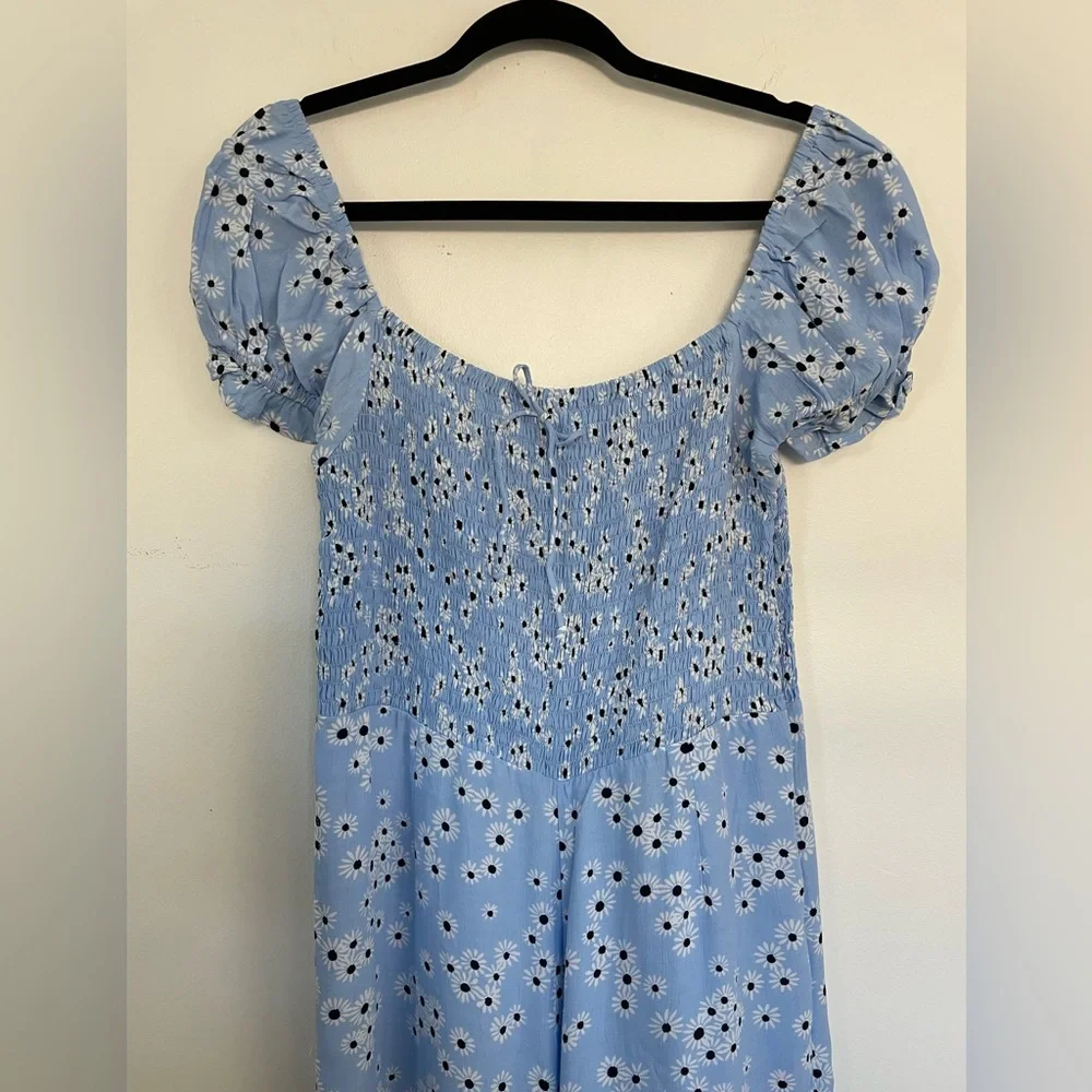 FAITHFULL THE BRAND Essa Floral Della Jumpsuit Size 8 Smocked Bodice Puff Sleeve - Picture 4 of 8